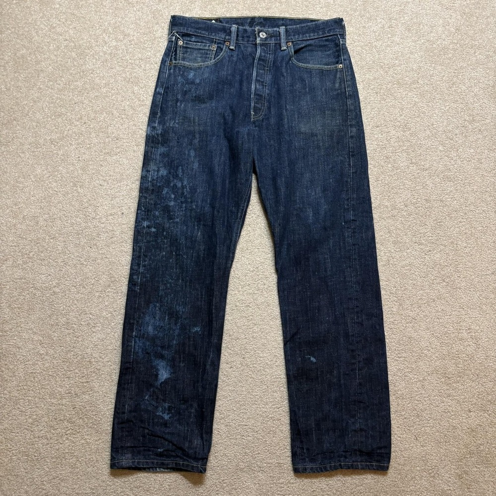 Vtg Levis 501XX Jeans Mens 32x29‎ Navy Dark Wash Denim Distressed Straight Leg